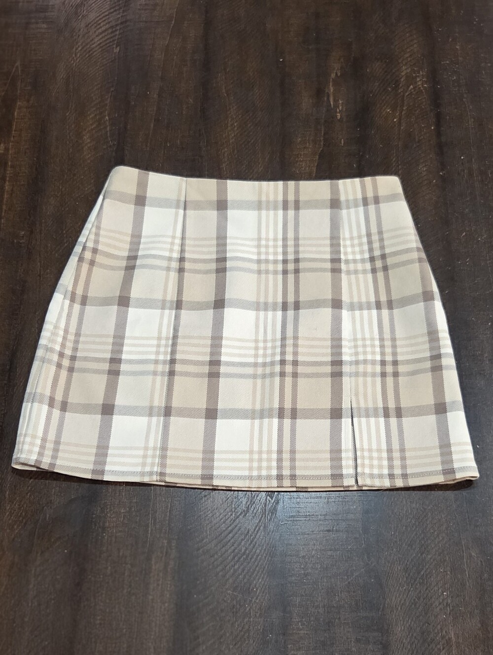 Forever 21 Tan, Brown and Cream Plaid Mini Skirt